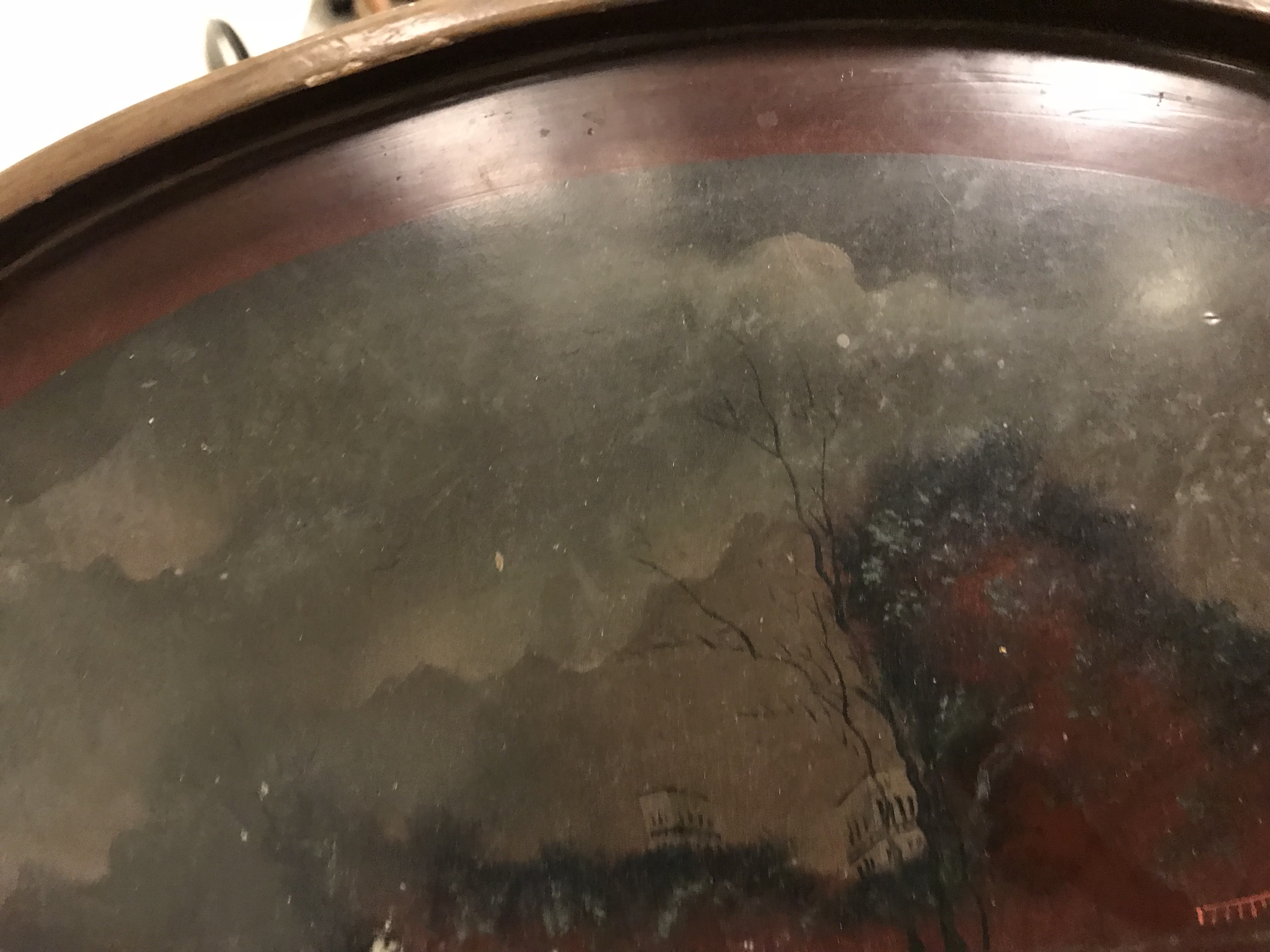 A graduated set of three circa 1900 Japanese lacquered trays, each decorated with landscape scenes, - Image 4 of 28