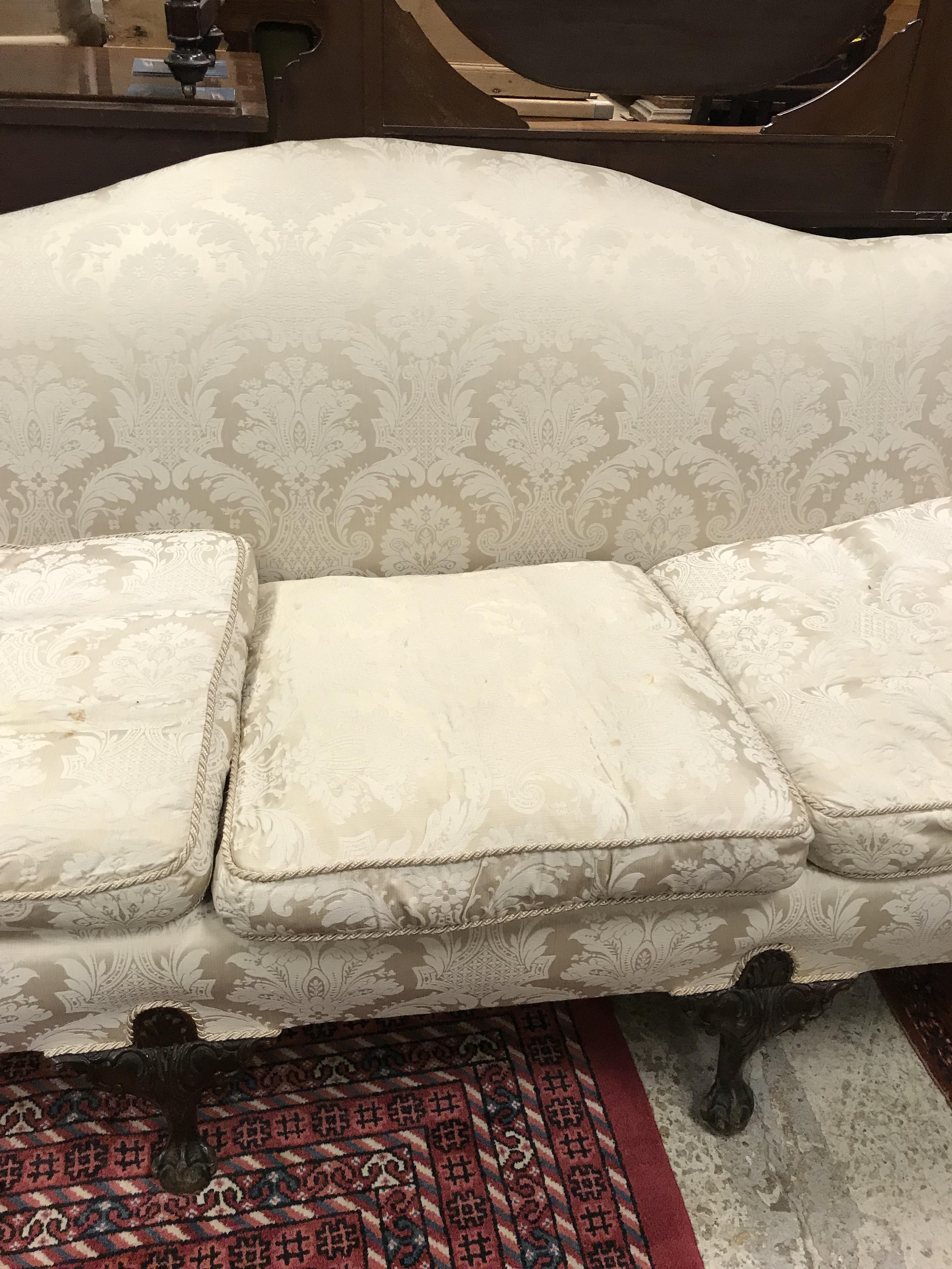 A late 19th / early 20th Century mahogany show frame sofa in the Chippendale taste, - Image 17 of 20