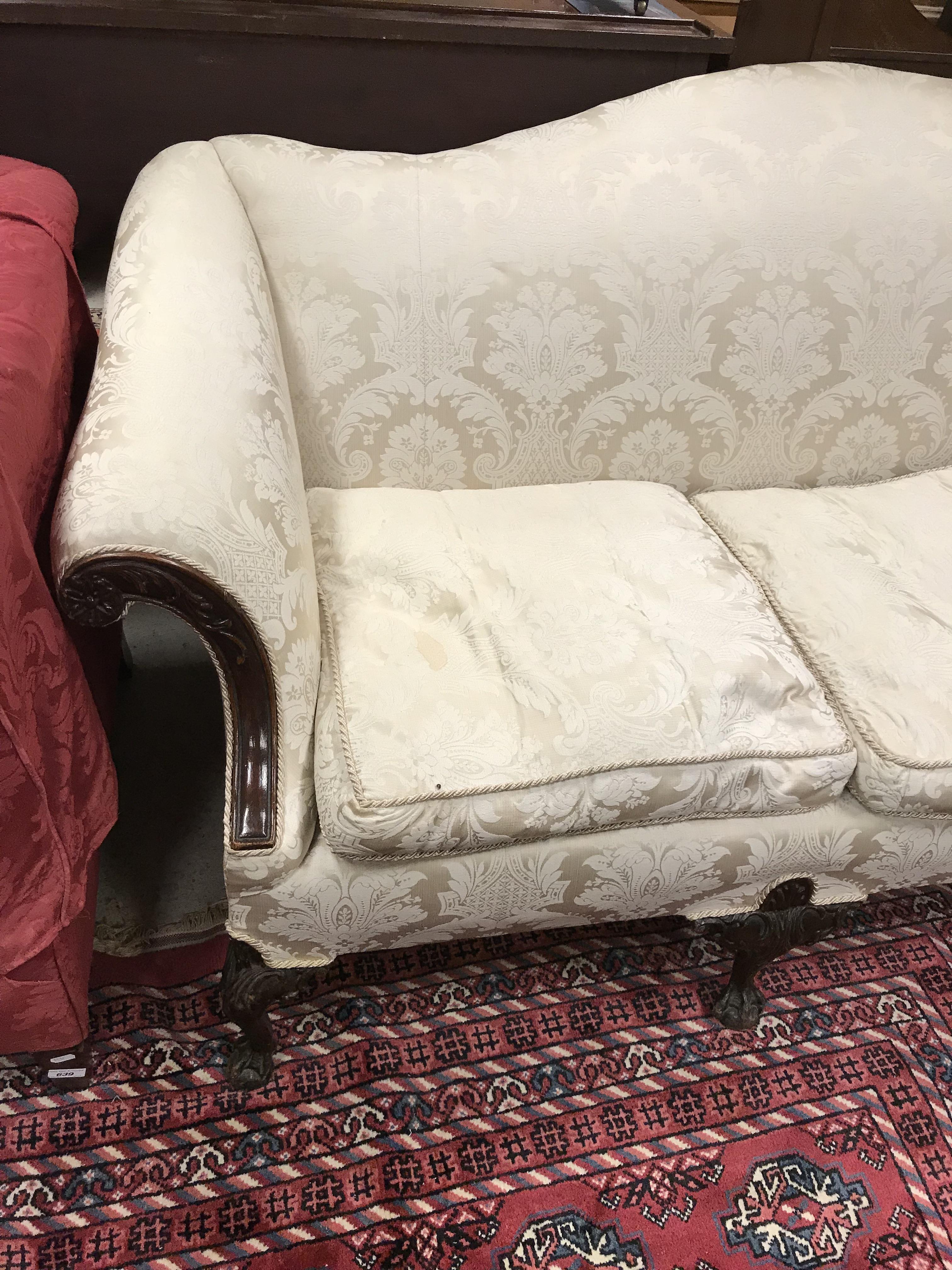 A late 19th / early 20th Century mahogany show frame sofa in the Chippendale taste, - Image 2 of 20
