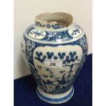 An 18th Century Dutch delft vase of baluster form,