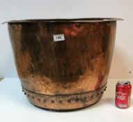 A Victorian copper copper of typical form with studded decoration and flared rim,