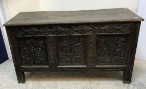 A late 17th Century oak coffer,