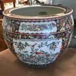 A modern Chinese famille rose decorated fish bowl,