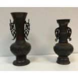 A Japanese Meiji period chocolate patinated bronze vase,