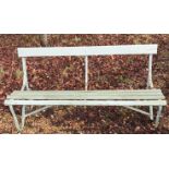 An early 20th Century slatted wood and iron garden bench,