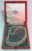 A single strand pearl necklace, largest pearl approx 0.9 cm, smallest approx 0.