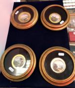 A set of four 19th Century Derby Stevenson & Hancock miniature circular porcelain saucers with