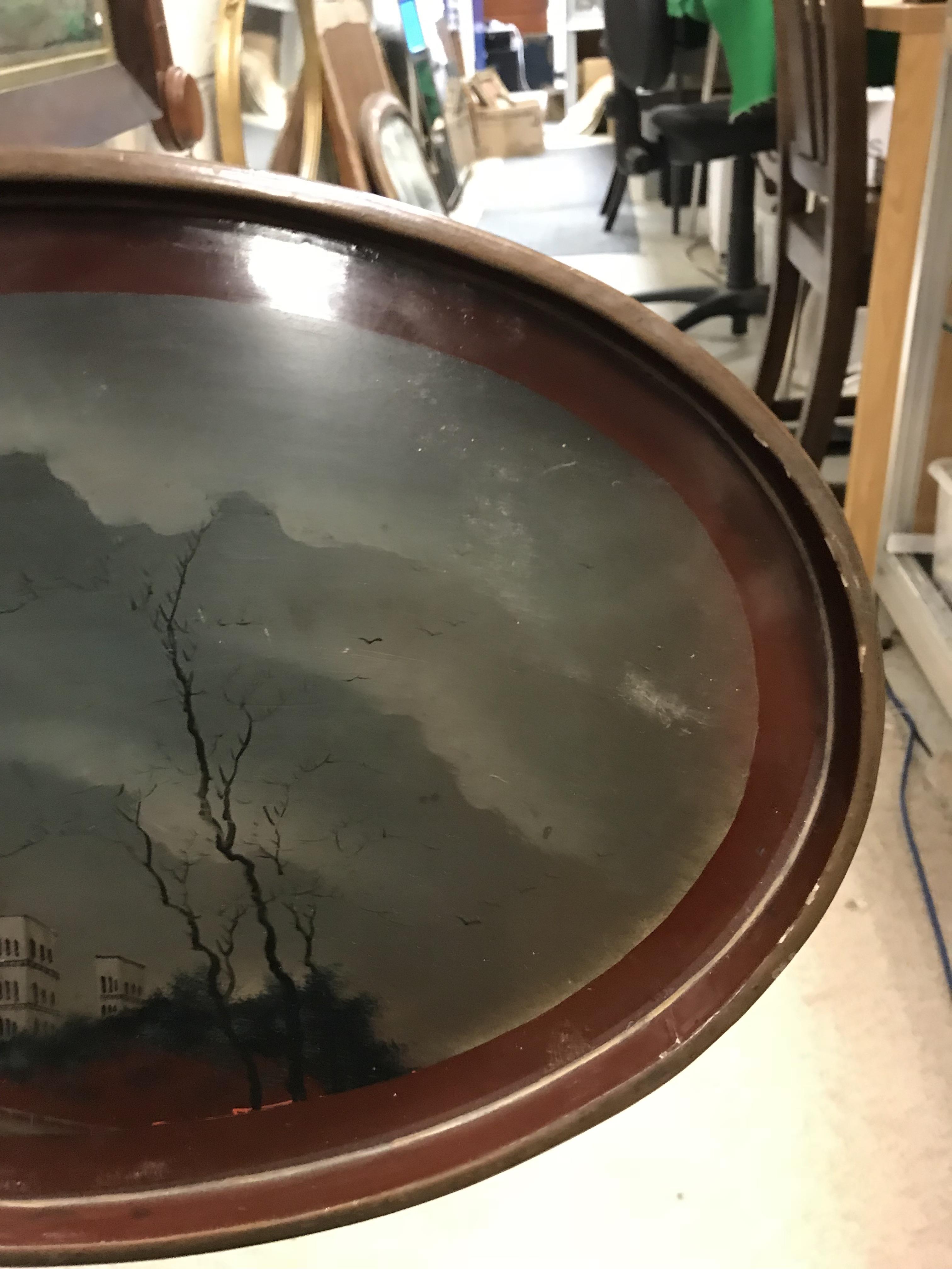 A graduated set of three circa 1900 Japanese lacquered trays, each decorated with landscape scenes, - Image 12 of 28