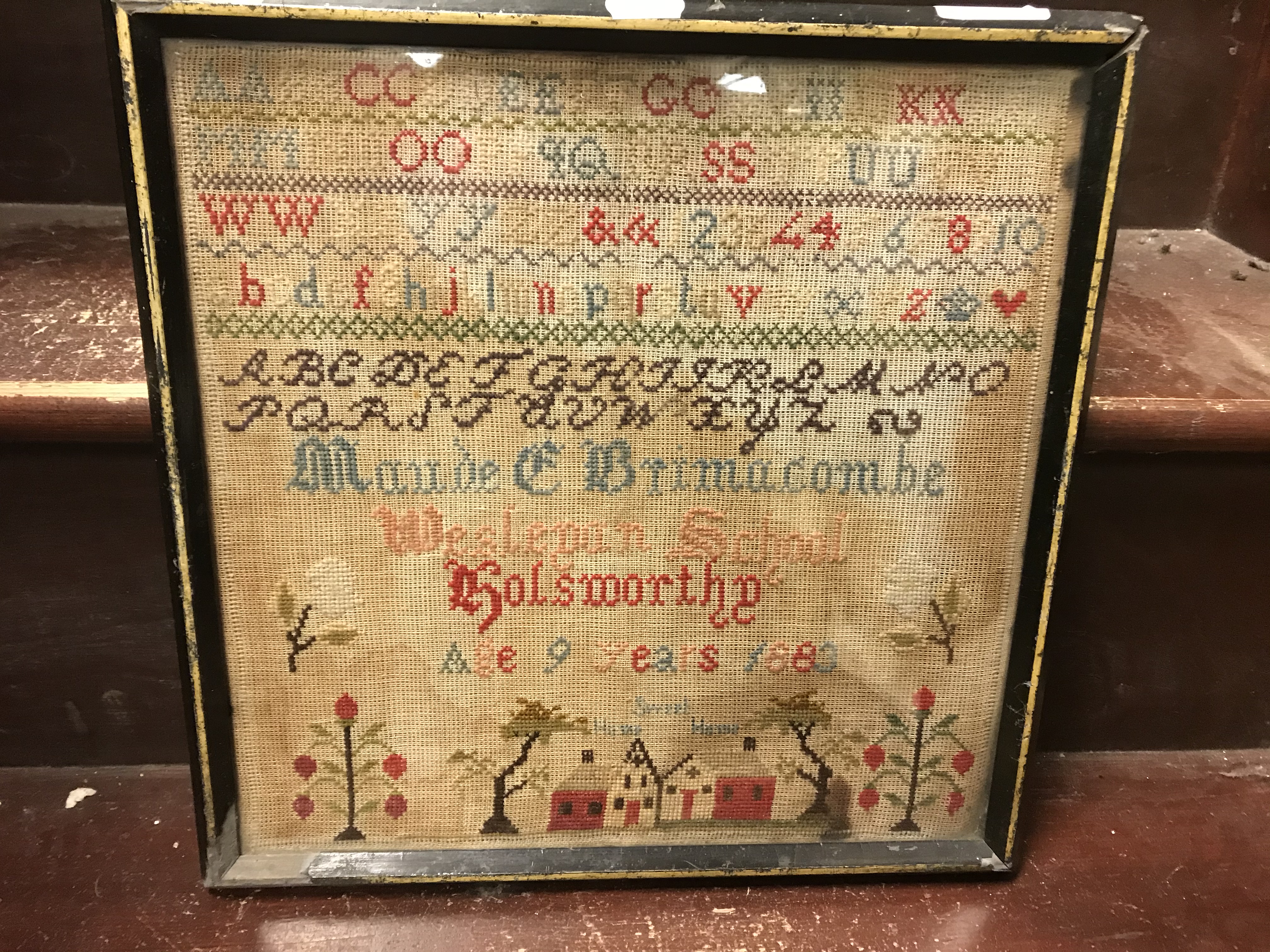 A Victorian needlework sampler by Maud E Brimacombe, Wesleyan School, Holsworthy, age 9 years 1883, - Image 4 of 23