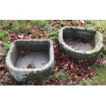 Two natural stone D end troughs CONDITION REPORTS Two very heavy stone troughs both