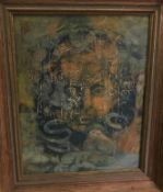 WENDY LE QUESNE SAVAGE "Head study with serpents", initialled "WS" lower right,