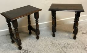 A pair of modern oak occasional tables in the 17th Century manner,