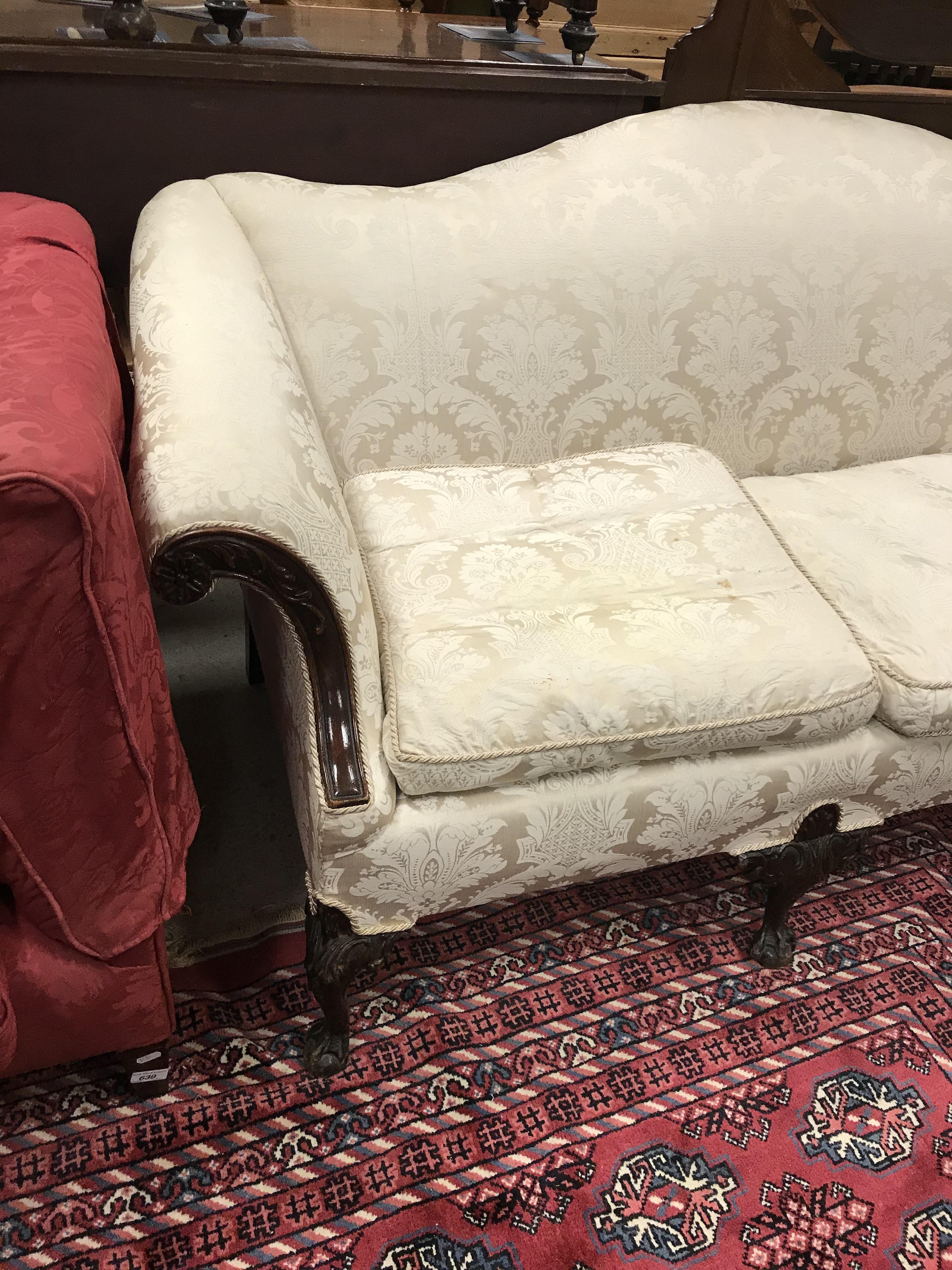 A late 19th / early 20th Century mahogany show frame sofa in the Chippendale taste, - Image 16 of 20