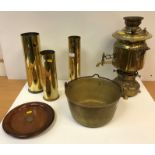 A Victorian brass hot water cistern, approx 46 cm,