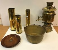 A Victorian brass hot water cistern, approx 46 cm,