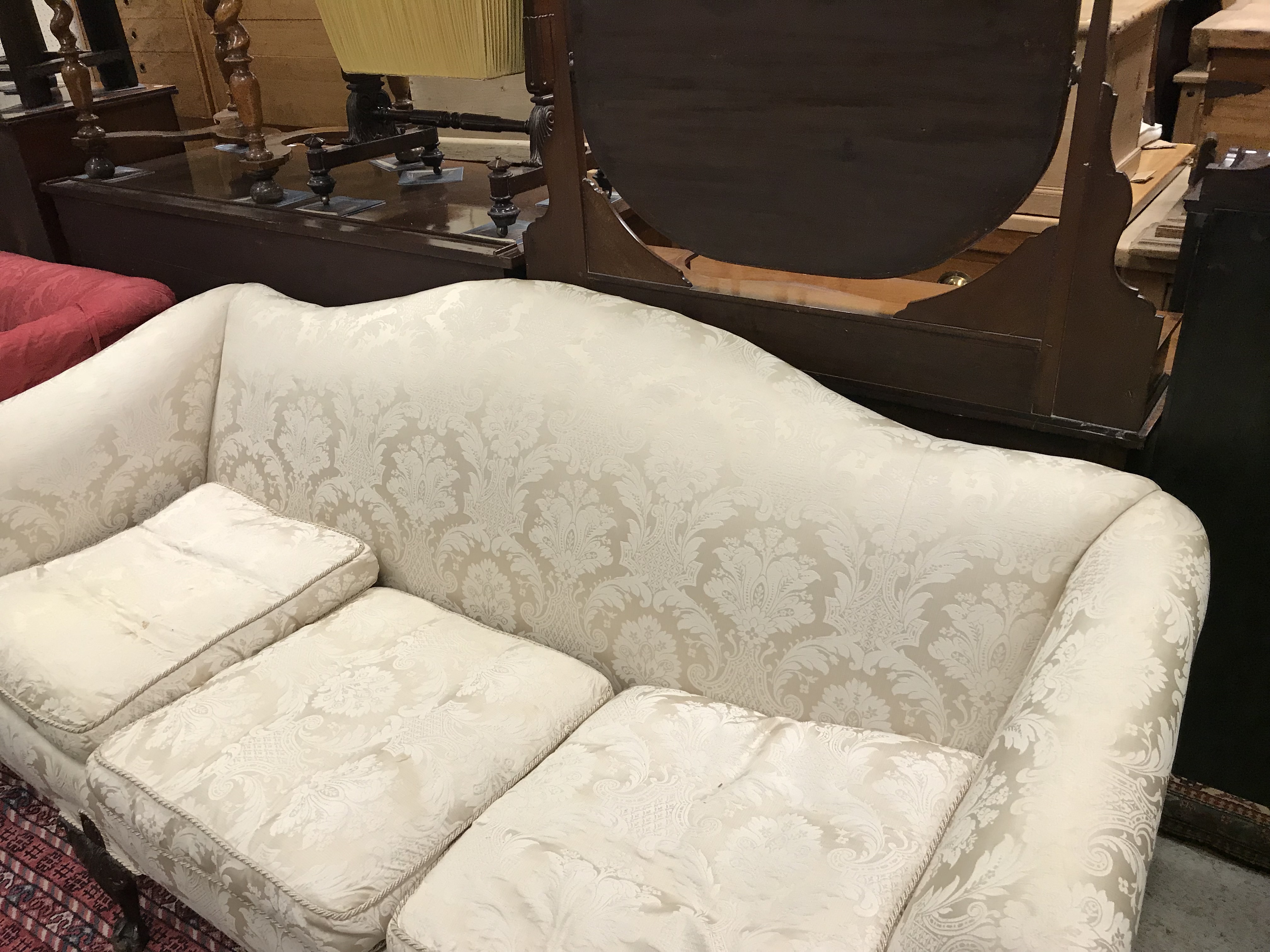 A late 19th / early 20th Century mahogany show frame sofa in the Chippendale taste, - Image 20 of 20