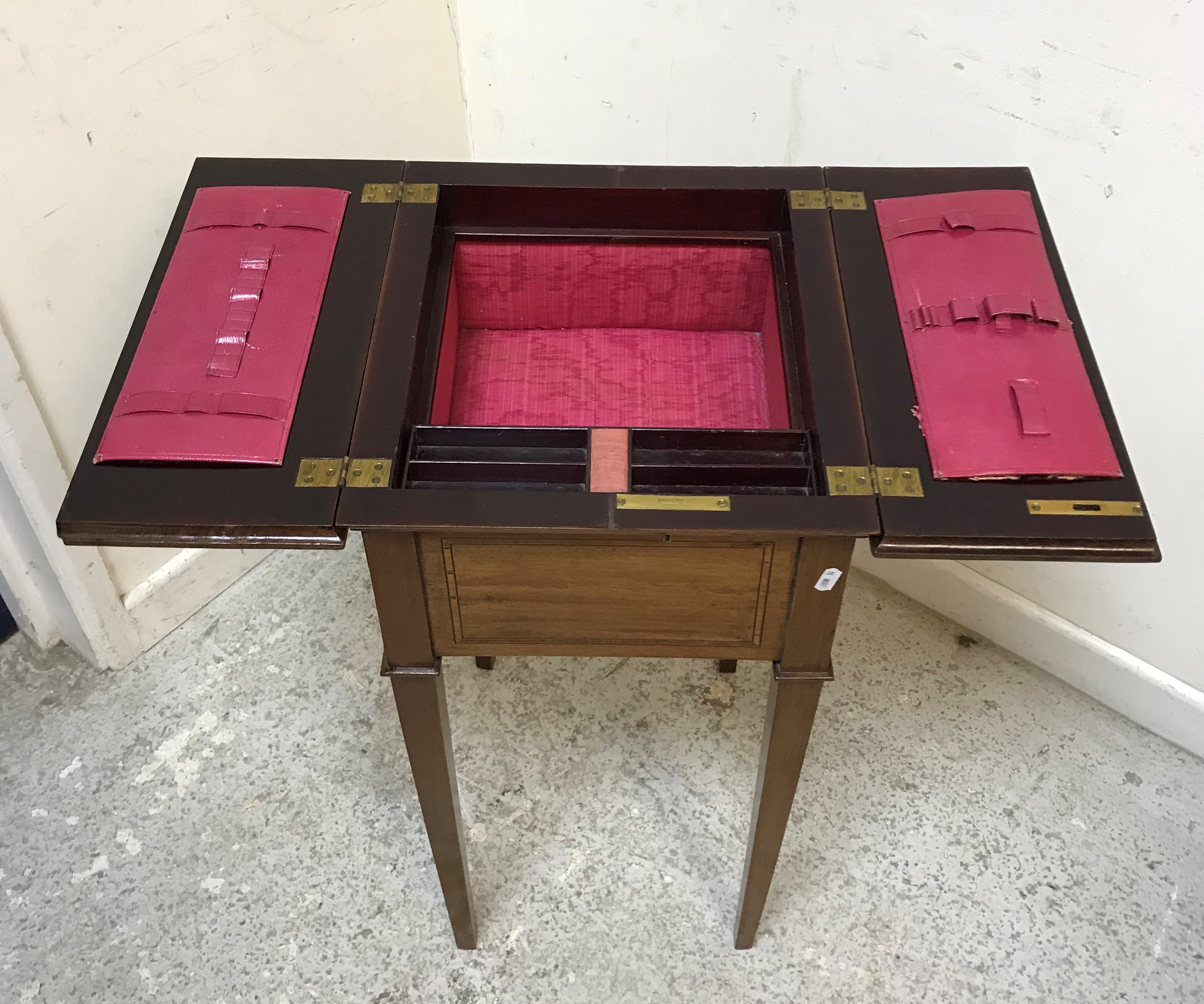 A circa 1900 mahogany student's bureau with fretwork carved three-quarter gallery over a fall-front - Image 3 of 5