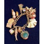 A 9 carat gold chain link charm bracelet,