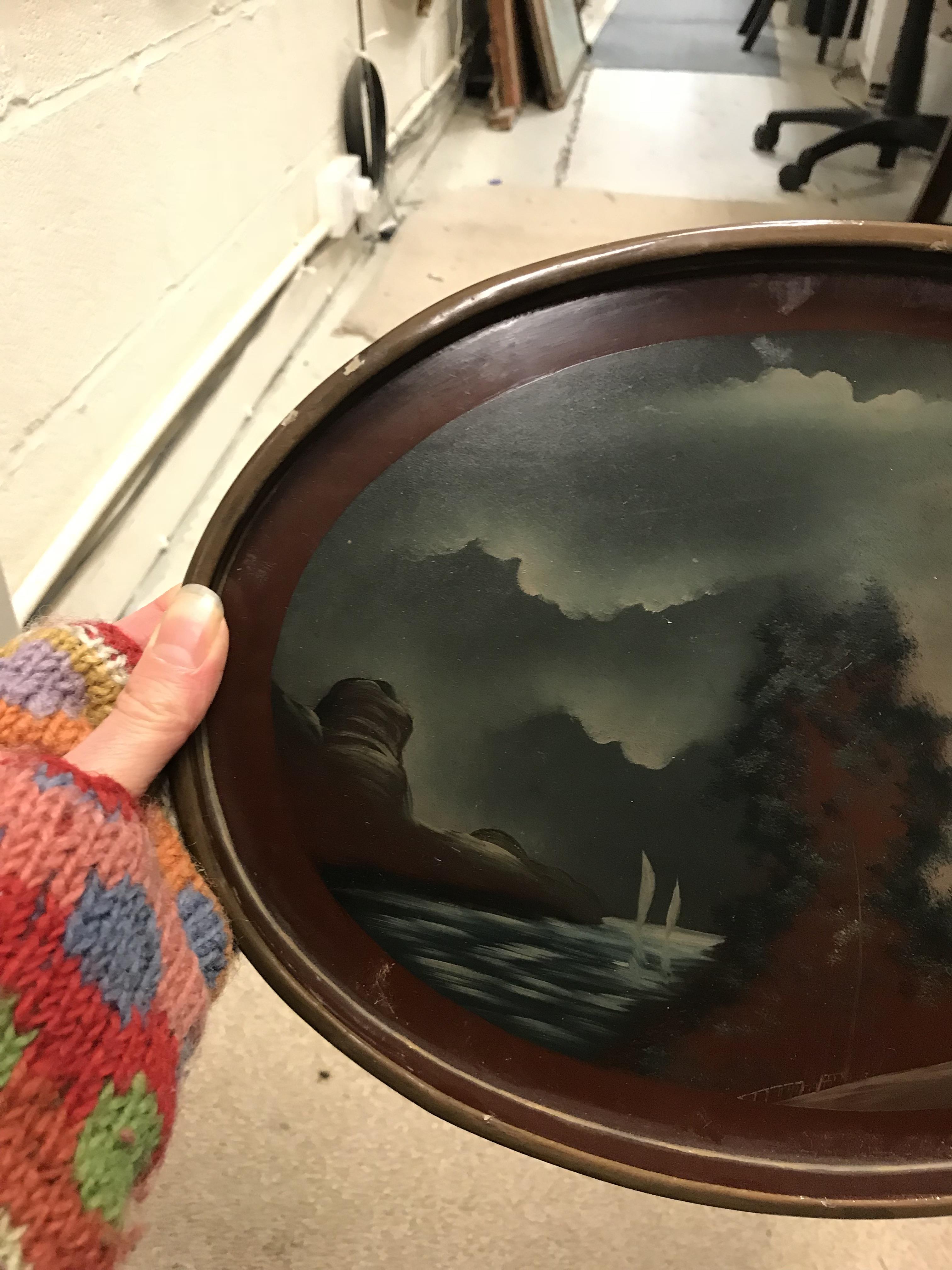 A graduated set of three circa 1900 Japanese lacquered trays, each decorated with landscape scenes, - Image 20 of 28