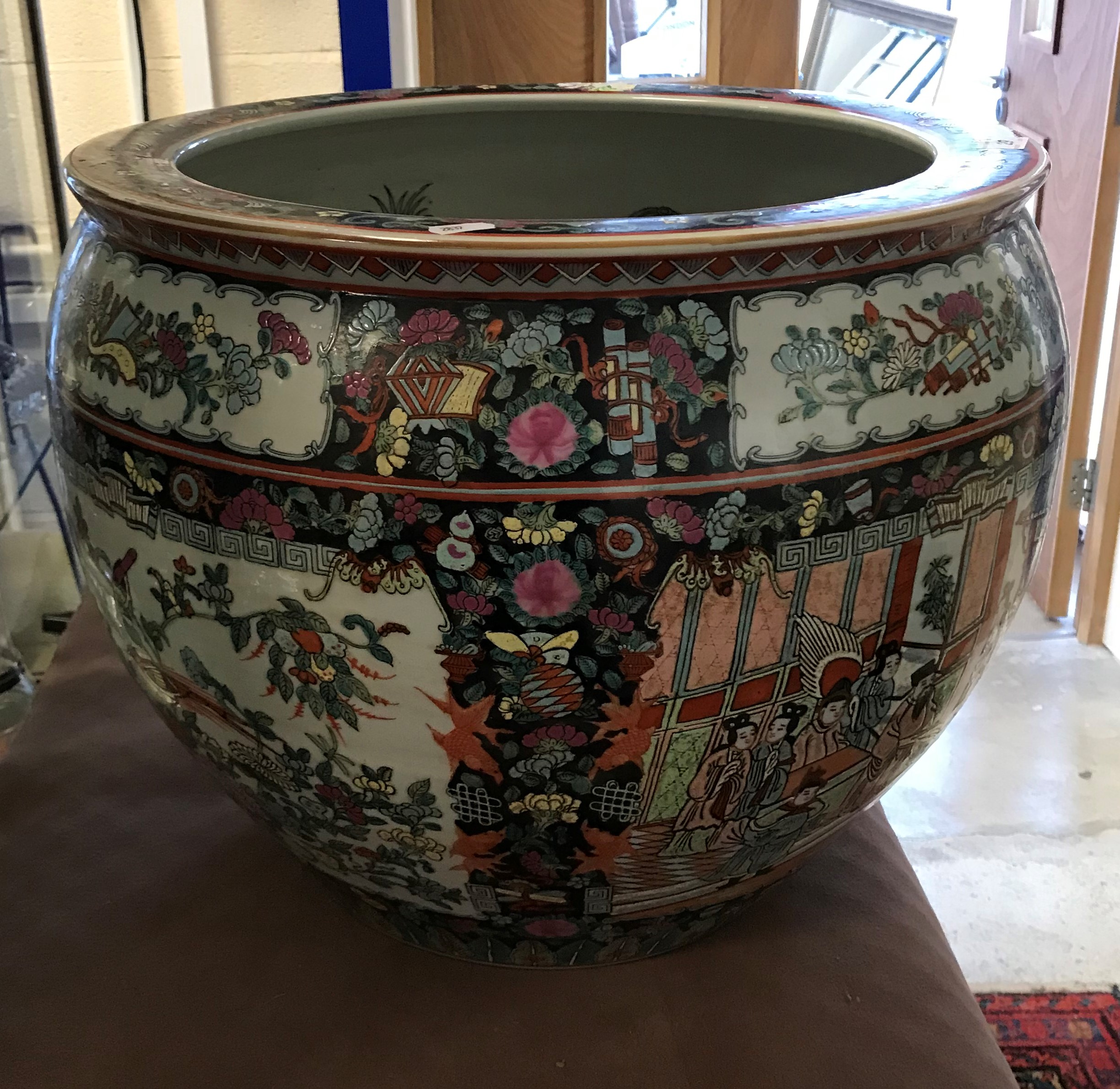 A modern Chinese famille rose decorated fish bowl, - Image 2 of 3