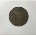 A late 18th Century copper token, half penny,