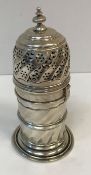 A Victorian silver sugar caster of wrythen form (by George Nathan and Ridley Hayes,