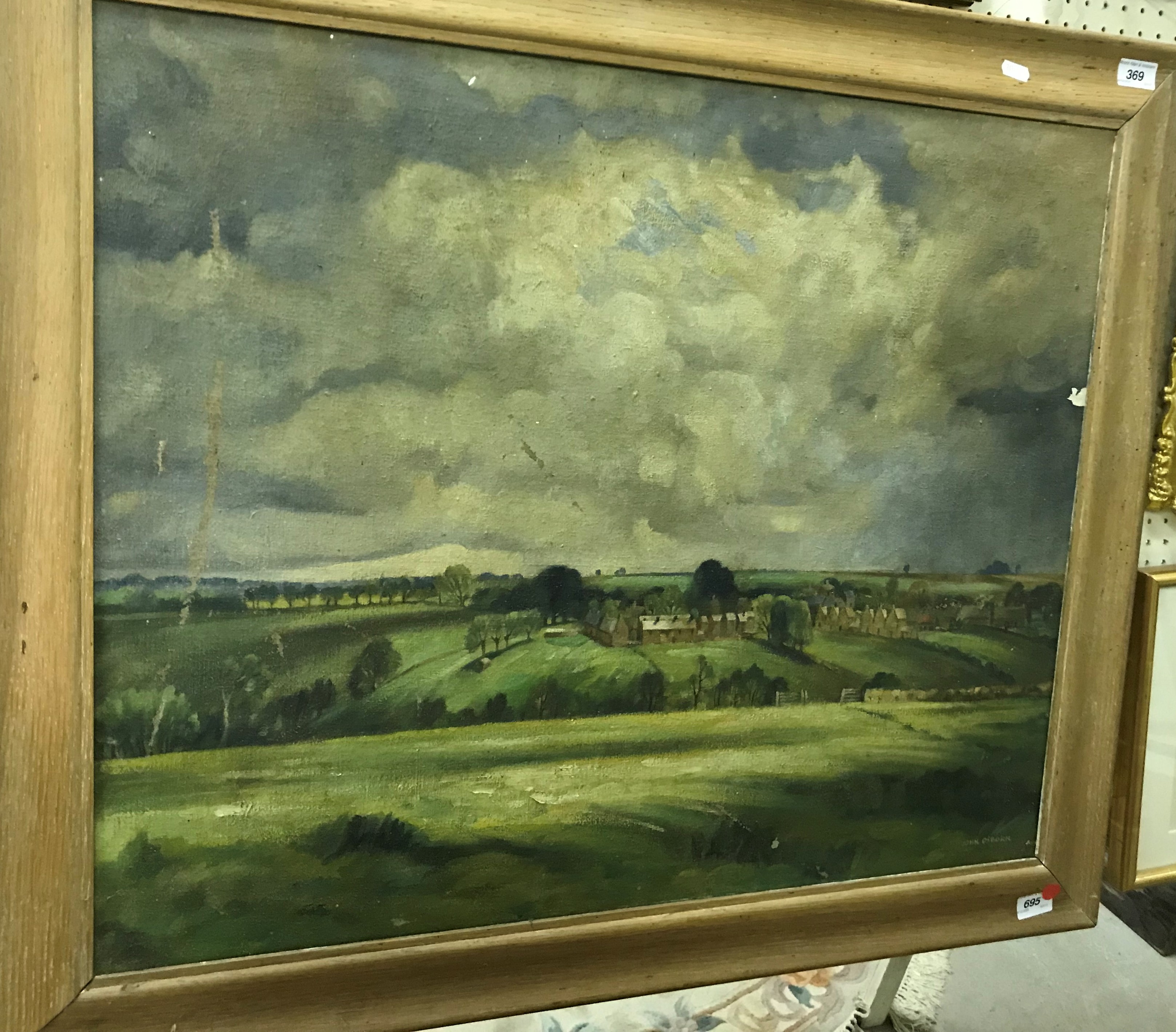 JOHN OSBORN "Cotswold village scene", oil on canvas, signed lower right, approx 76.5 cm x 91.