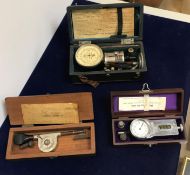 A Starrett's registering speed indicator by the L S Starrett Co, Atholl Mass USA in wooden case,