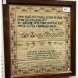 A George III needlework sampler with script from Psalm 119 by Jamima Carnegie Napier September 1799