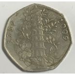 A genuine Royal Mint 2009 50p coin "Kew Gardens"