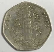 A genuine Royal Mint 2009 50p coin "Kew Gardens"