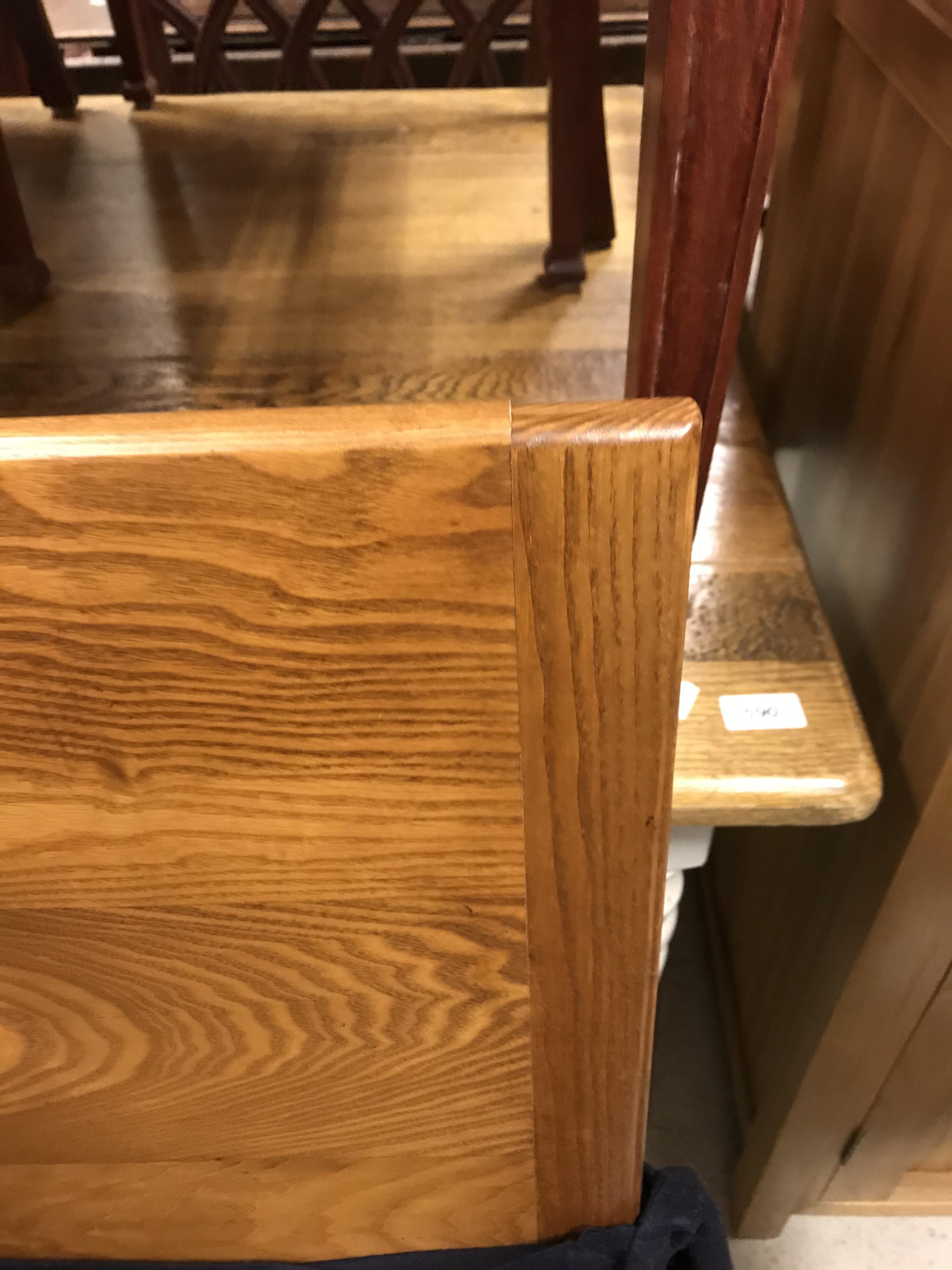 A modern oak farmhouse style kitchen table in the French manner attributed to I and JL Brown of - Image 9 of 16