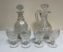 A suite of pineapple cut glassware comprising eight red wine glasses,