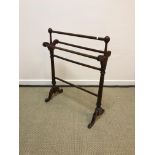 Four circa 1900 ebonised rush seat stick back chairs, 41.5 cm wide x 83.