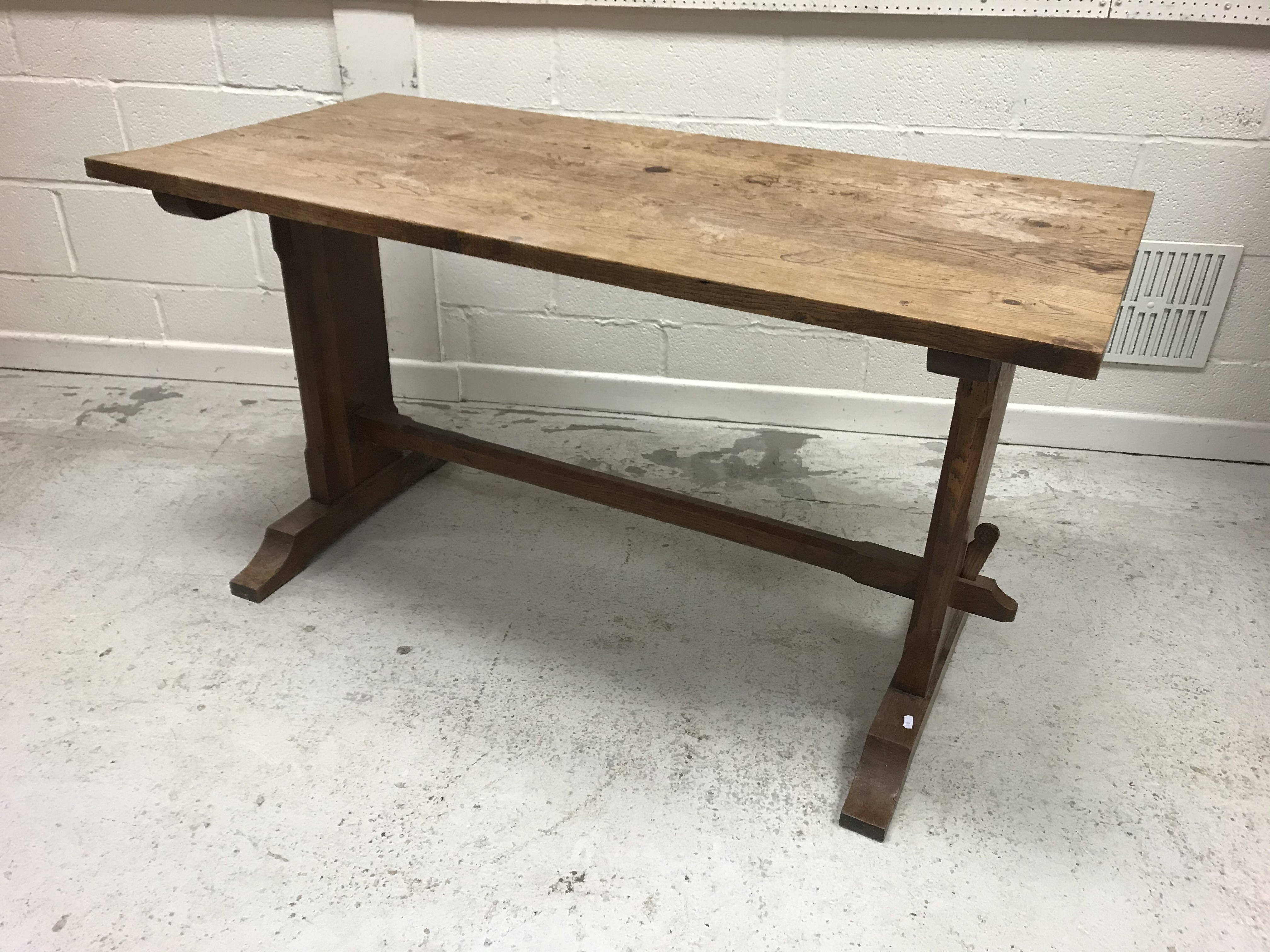 A circa 1910 oak arts and craft style refectory dining table,