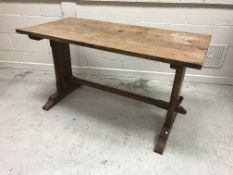 A circa 1910 oak arts and craft style refectory dining table,