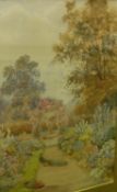 JAMES MATTHEWS "Lodsworth Sussex", a garden scene with peacock in foreground, watercolour,