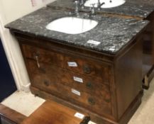 A 19th Century French burr walnut commode,