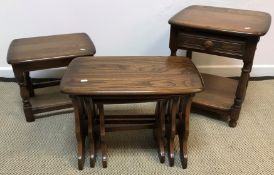 An Ercol elm nest of tables, 57 cm x 35.5 cm x 42 cm high (largest), 34 cm x 25.5 cm x 36.