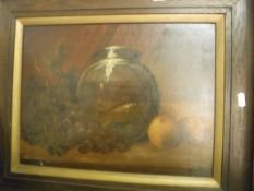 A collection of paintings and prints to include W STONE "Still life study of fish in a bowl