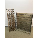 A vintage painted wrought iron 72 bottle wine rack, 81.