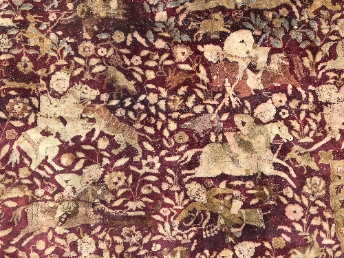 An early 20th Century Agra North India carpet with centre medallion on a wine-coloured ground, - Image 40 of 103