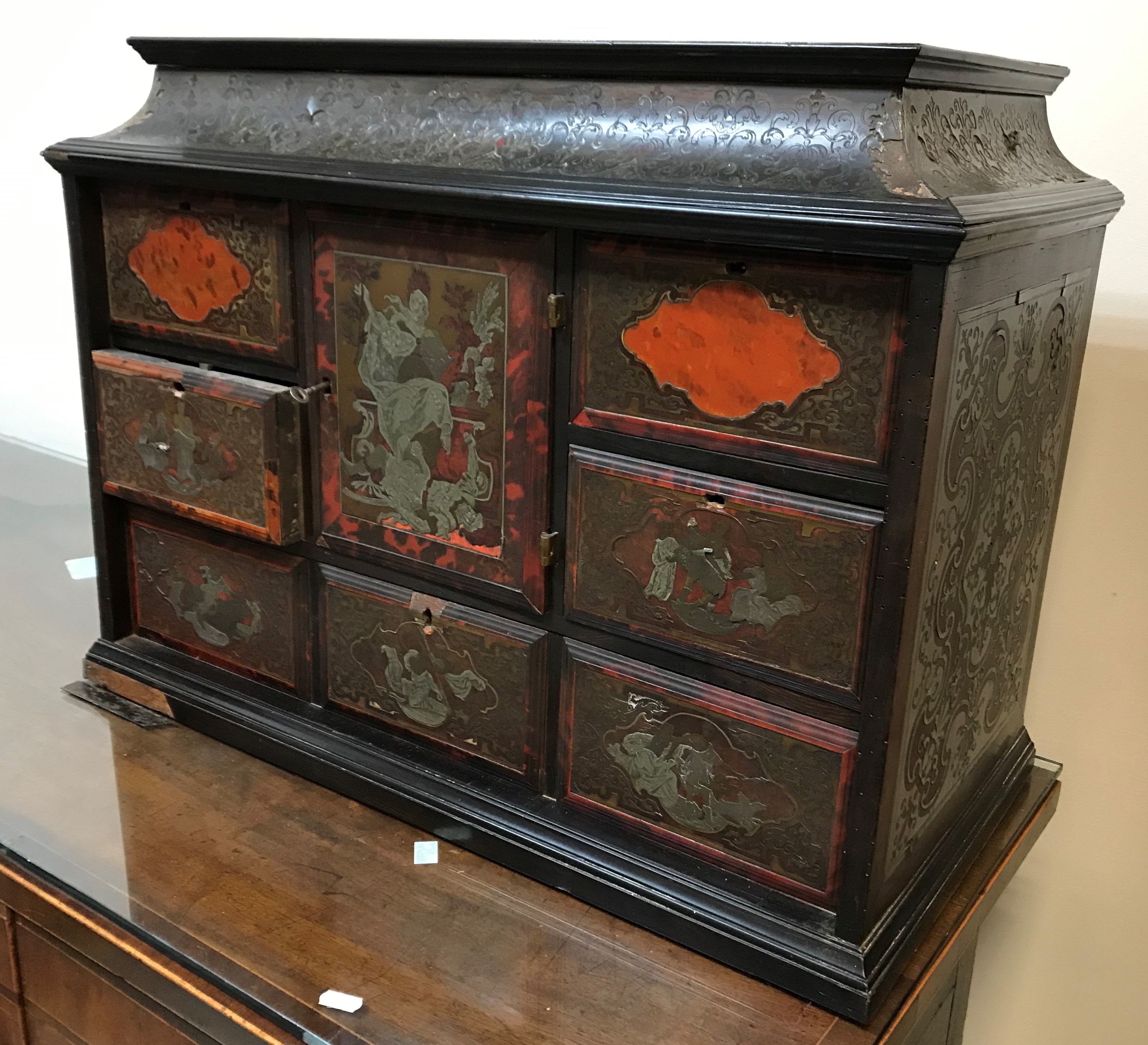 An 18th Century Boulle work tabletop cabinet,