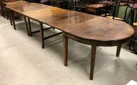 A modern oak D end dining table in the George III taste,