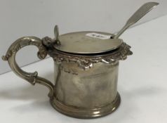 An early Victorian silver lidded drum mustard,