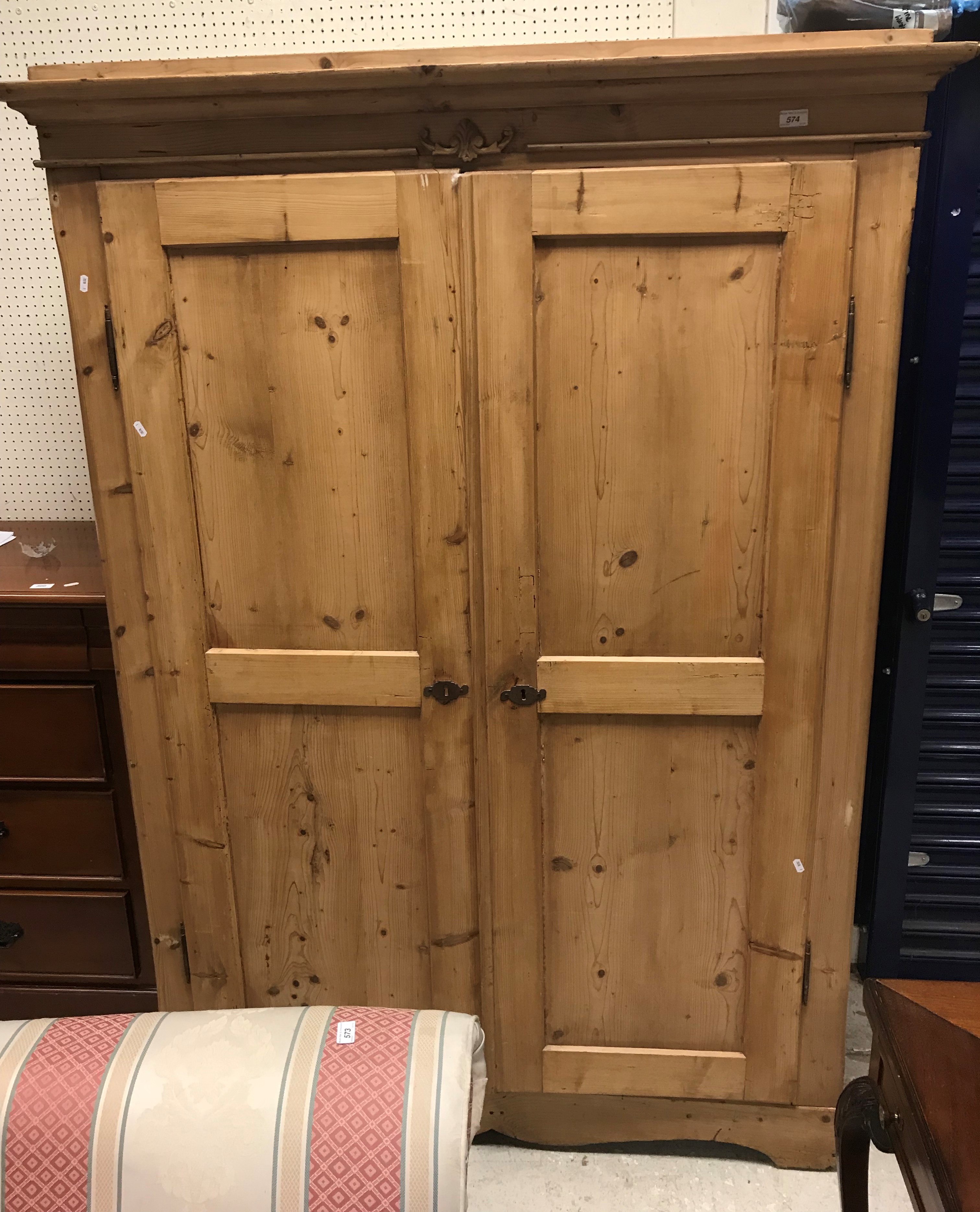 A French waxed pine armoire,