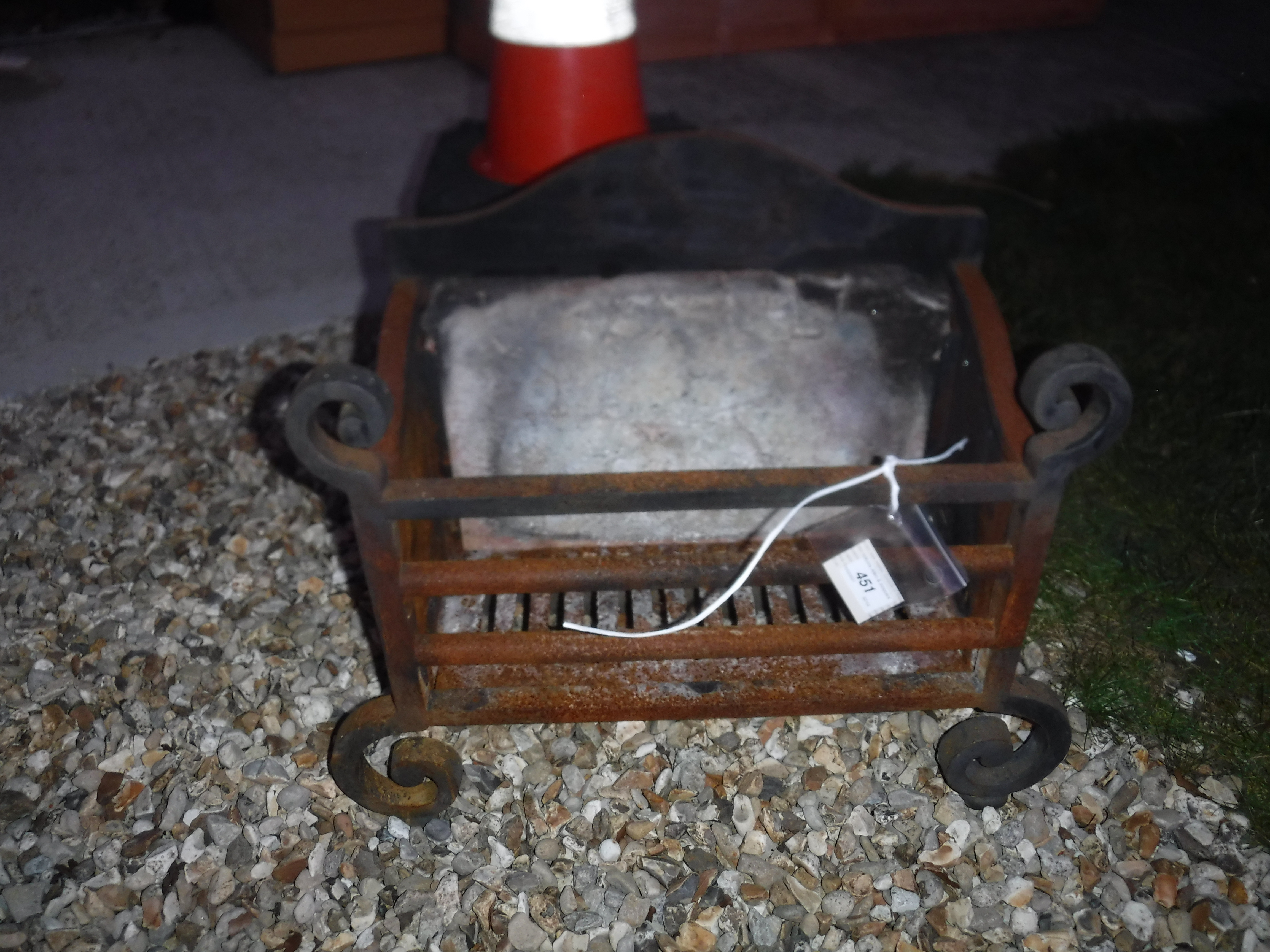 A 20th Century wrought iron fire basket with integral fire brick back and scrollwork decoration, - Image 2 of 6