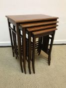An Edwardian mahogany and satinwood cross-banded quartetto nest of occasional tables,