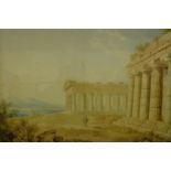 FRANZ KEISERMAN (1765-1833) "Ruins with figures in foreground", watercolour, signed,