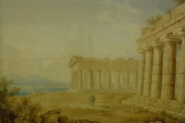 FRANZ KEISERMAN (1765-1833) "Ruins with figures in foreground", watercolour, signed,